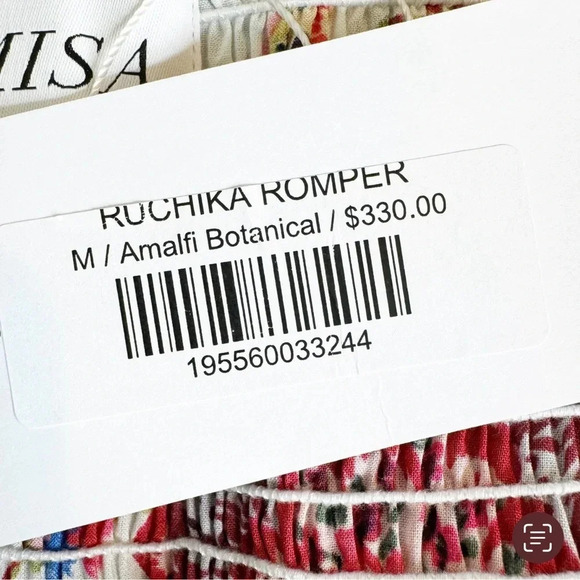 MISA Los Angeles Ruchika Floral Puff Sleeve Romper Size M NWT - Picture 11 of 15